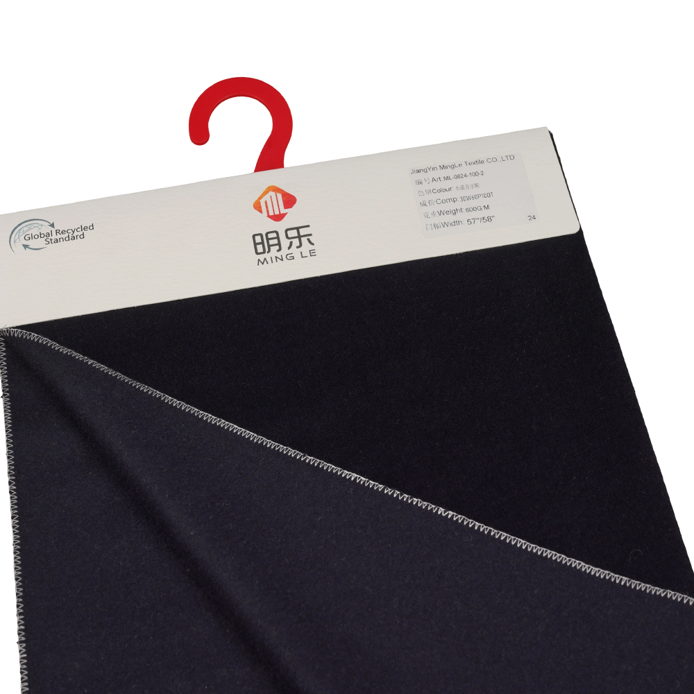 30% lana, 60% poliestere, 10% altra fibra, 600 g/m², blu navy classico, tessuto per rivestimento monofacciale, ML-0624-100-2