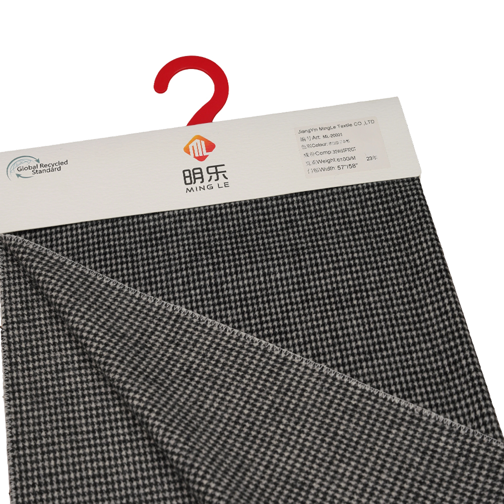 30% lana, 60% poliestere, 10% altra fibra, 610 g/m², bianco e nero, tessuto per rivestimento monofacciale scozzese, ML-20001