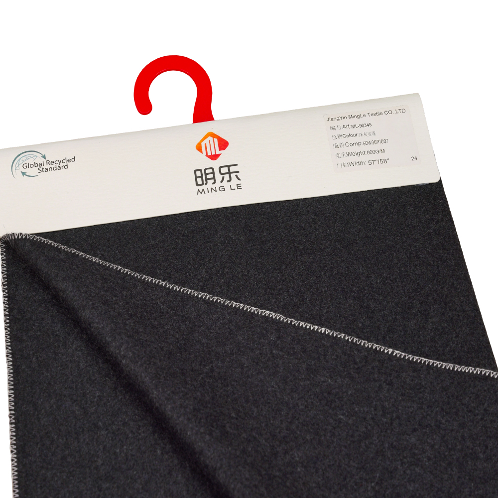 60% Lana, 30% Poliestere, 10% Altre fibre, 800 G/M, Grigio scuro, Melton ML-90345