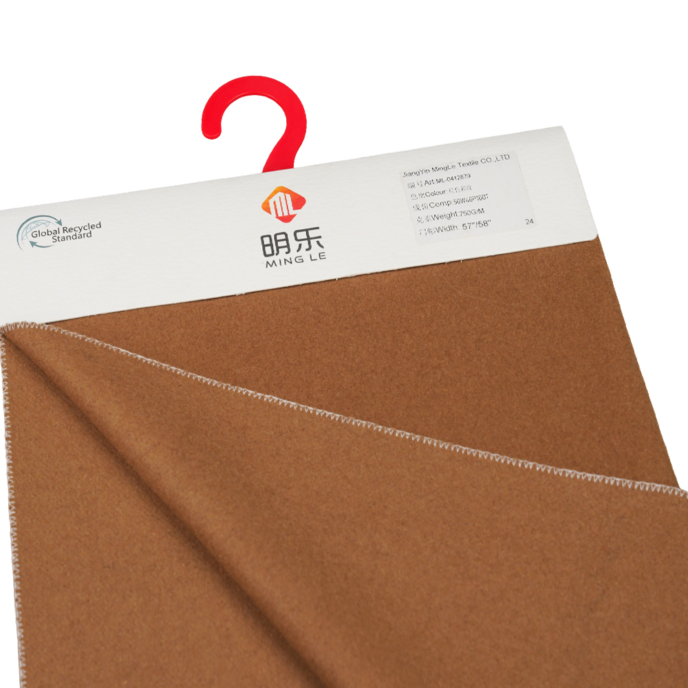 50% lana, 50% altre fibre, 730 g/m, cammello, tessuto twill melton, ML-0412879