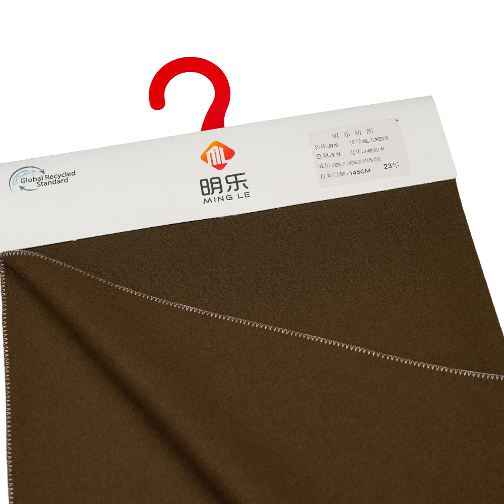 50% lana, 40% poliestere, 10% altra fibra, 740 G/M, verde militare, tessuto twill melton, ML-TUREN-B