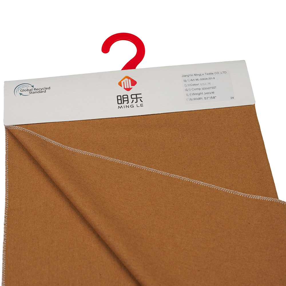 50% lana, 40% poliestere, 10% altre fibre, 340 g/m², cammello, tessuto di flanella, ML-S0624-201-9