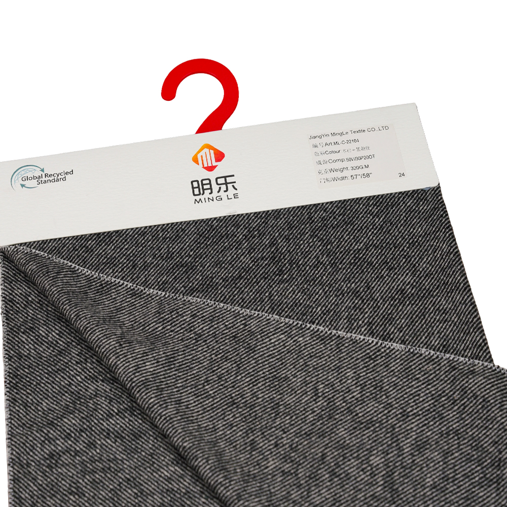 50% lana, 30% poliestere, 20% altra fibra, 320 G/M, bianco sporco + nero, tessuto di flanella twill, ML-C-22104