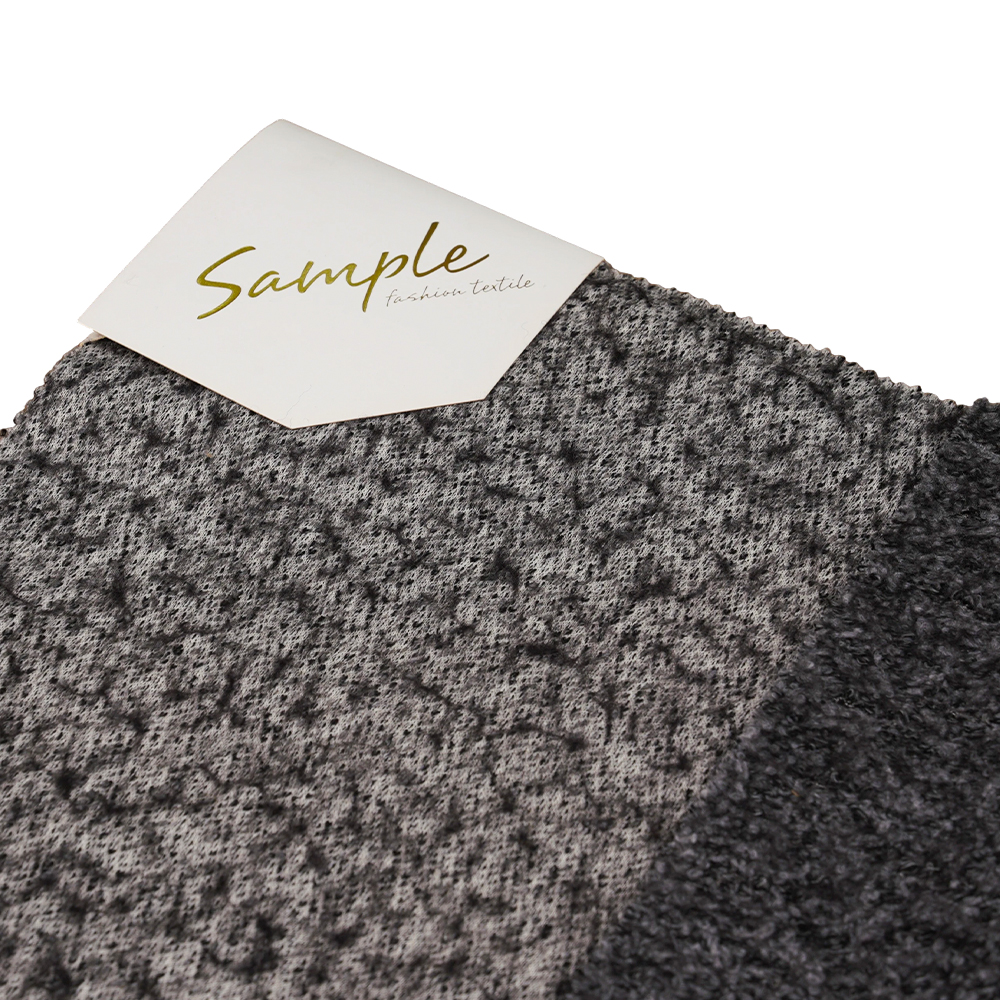 40% lana, 60% poliestere, 750 g/m, nero e grigio, tessuto di lana lavorato a maglia Bali, ML-70165440-75